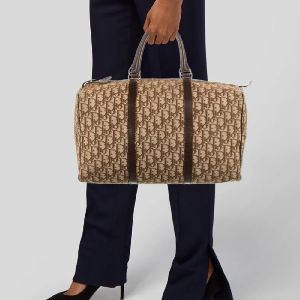 Dior Beige and Dark Brown Travel Bag